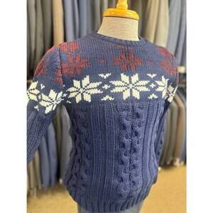 NEW SPAZIO men's snowflake sweater in navy
